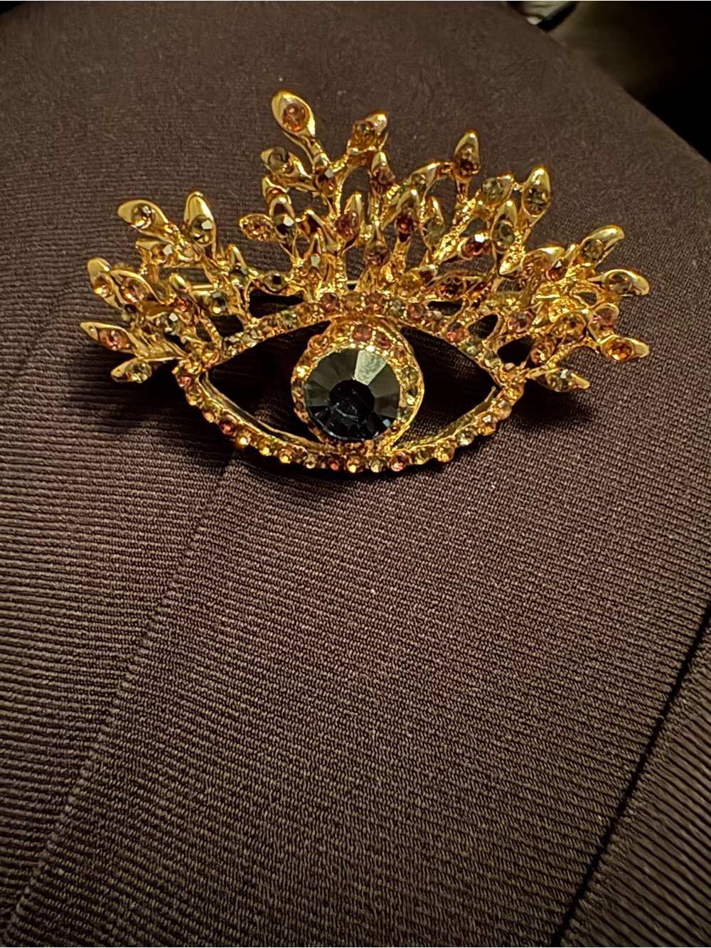 Crystal Evil Eye Brooch Pin - Multicolor Rhinestone Accent